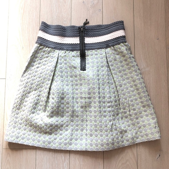 Anthropologie Maeve Seren Skirt Polka Dot in Mint Green & Grey Size S - Picture 5 of 12
